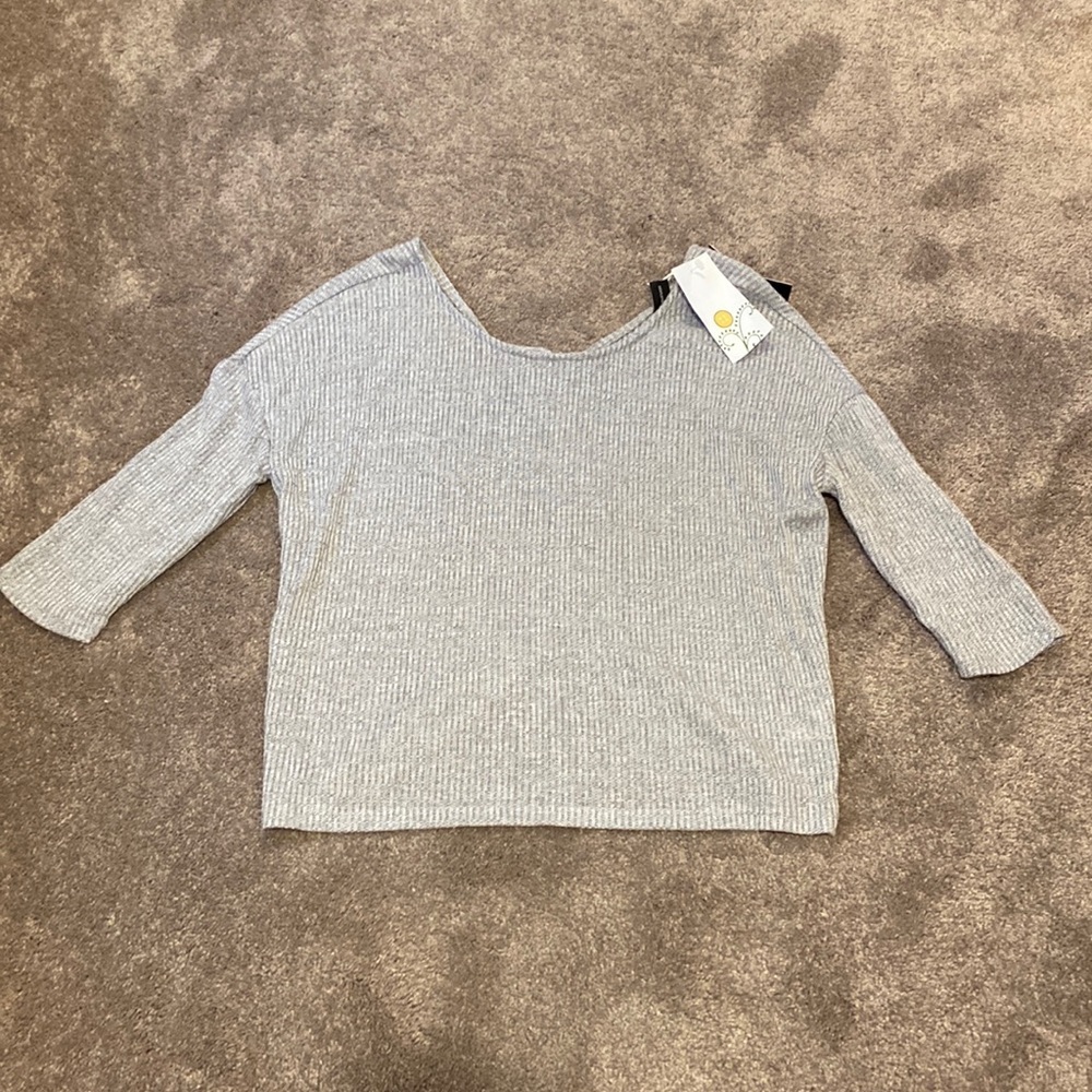 Gentle Fawn Constance Waffle Knit Top Gray Soft Minimalist SIZE M
